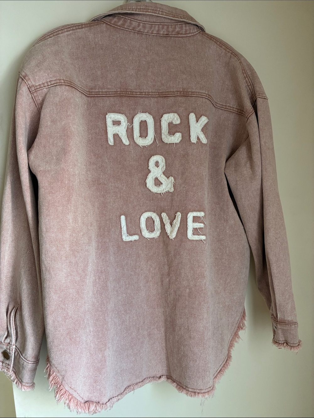 NWT Rock & Love washed mauve denim shacket, size medium